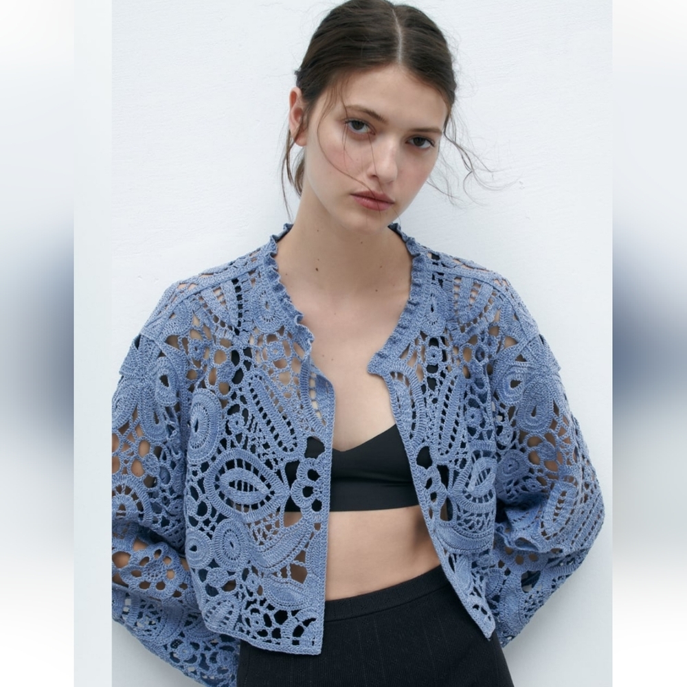 BNWT!Limited edition Zara Open Macrame knit cardigan, size (M-L)